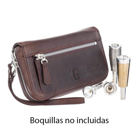 estojo kgu para 4 boquilhas de trompete em pele castanha  sanganxa.com