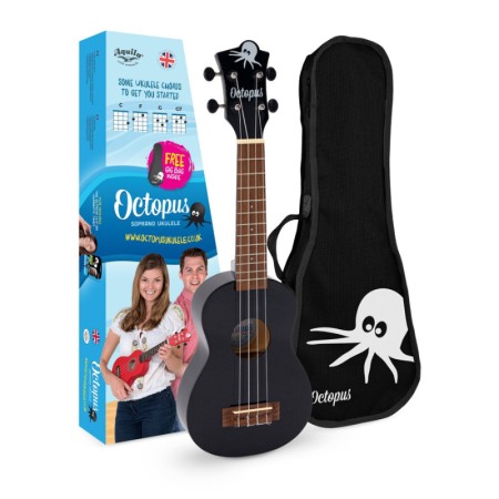 Ukulele Soprano Octopus UK205BKS Preto -Sanganxa.com