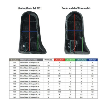 Estojo para campânulas de tuba 45,5 Cms Ref. 8026 Preto - Ortola - Sanganxa.com