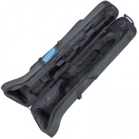 Estuche Para Flauta Travesera Ortola 8420 FSH - Negro Y Azul, Acolchado, Con Bandolera, 38x10.5x6.5 Cm