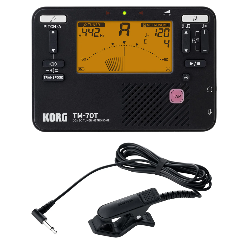 Afinador de metrónomo Korg TM70c BK Preto com microfone - sanganxa.com