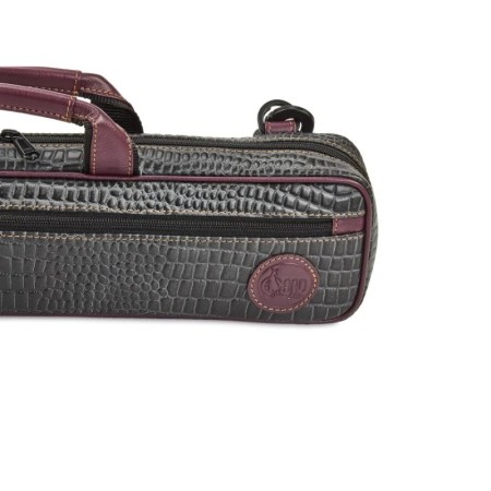 Bolsa para estojo de flauta Gard 164BELKP couro de crocodilo preto borgonha - - sanganxa.comnxa.c