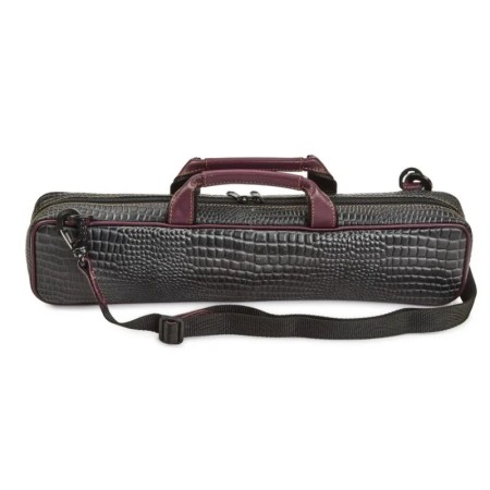 Bolsa para estojo de flauta Gard 164BELKP couro de crocodilo preto borgonha - - sanganxa.comnxa.c