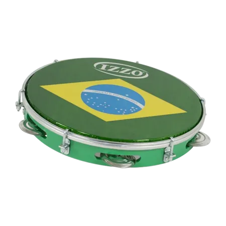 Pandeiro Izzo 10" Abs Verde Cor Bandeira do Brasil Patch Iz3438 - Sanganxa.com