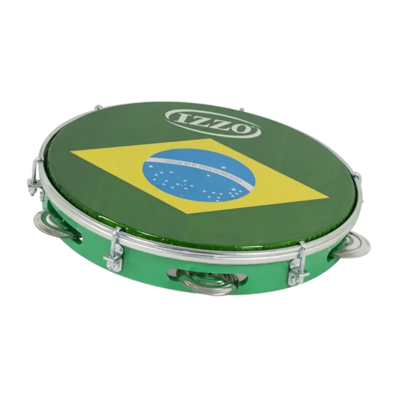 Pandeiro Izzo 10" Abs Verde Cor Bandeira do Brasil Patch Iz3438 - Sanganxa.com