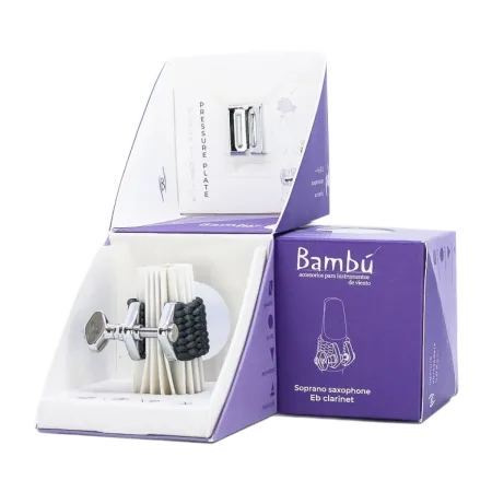 Abraçadeira para Saxofone Soprano Bambu Nova Cinza Grafite - Abraçadeira para Saxofone Soprano Bambu Nova Cinza Grafite Sanganxa
