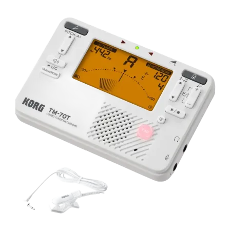 Afinador Metronomo Korg tm70c blanco con Micro de contacto -sanganxa.com