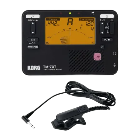 Afinador de metrónomo Korg TM70c BK Preto com microfone - sanganxa.com