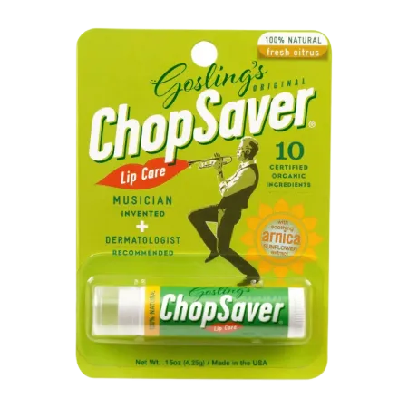 Bálsamo labial CHOP SAVER concebido para músicos